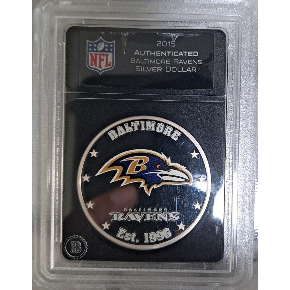 NFL Baltimore Ravens Authenticated Bradford Exchange 2015 Fiji Silver Dollar